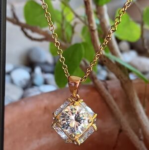 Traci Lynn Spherical Gold Tone Glass Gemstone Necklace